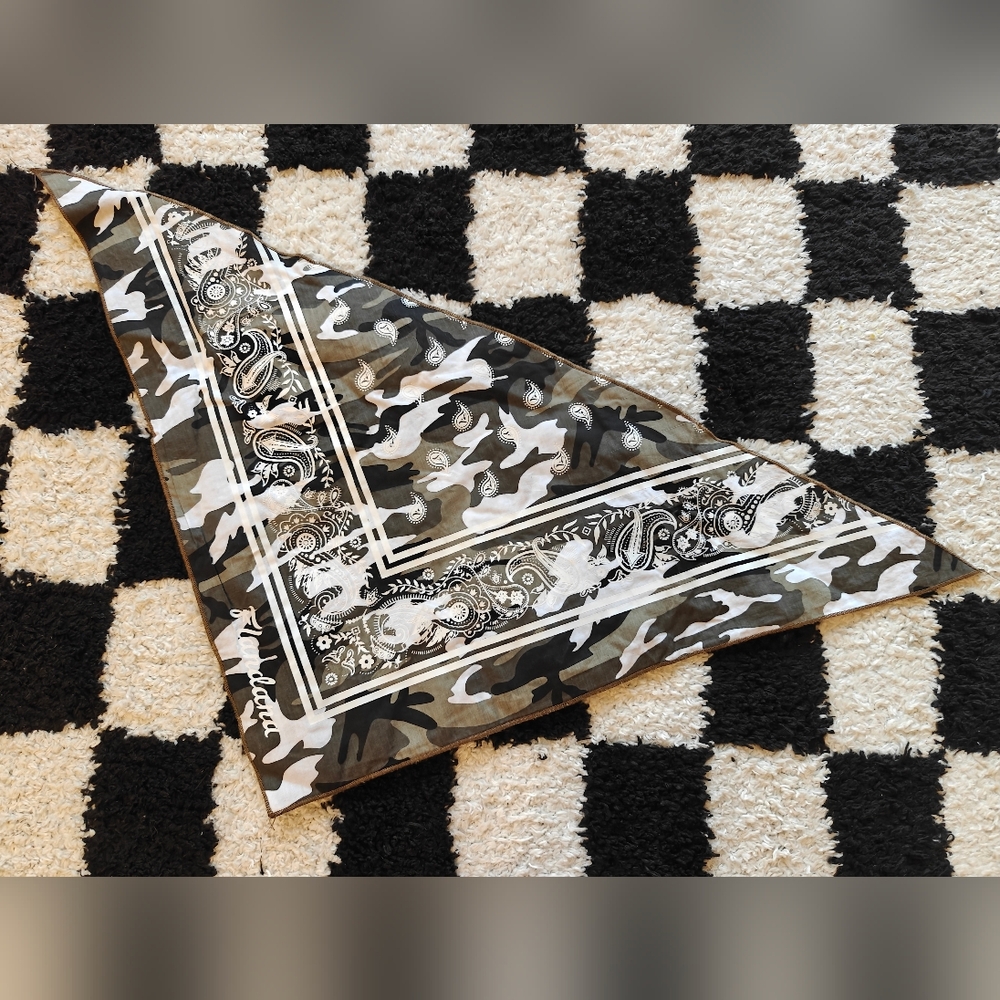 Flanadana Camo Bandana with Paisley and Bird Design